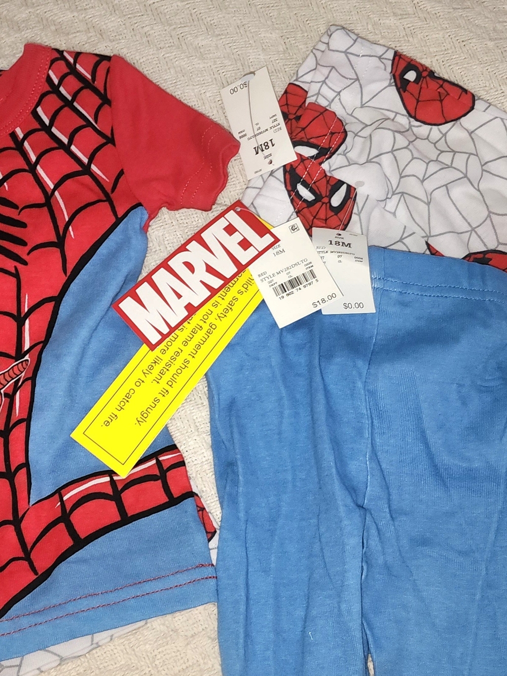 Spiderman Kids Pajama 4 Piece Set Red Blue White Marvel Sz 18M NWT
